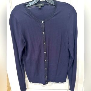 Gorgeous Navy Cardigan with black metallic detailing, Size M